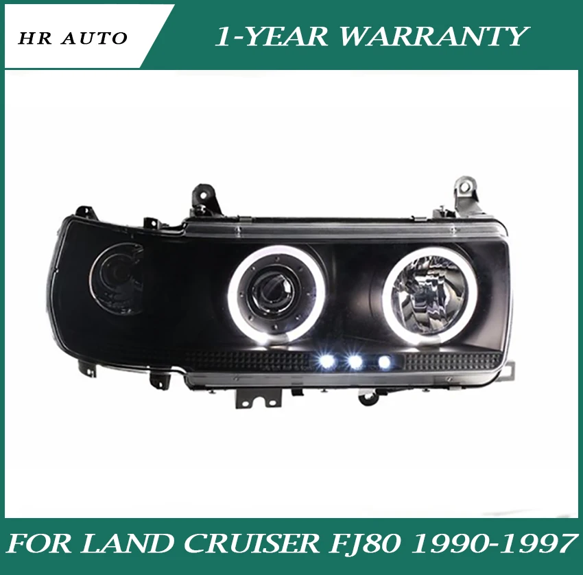 

Car headlight fit for Toyota Land Cruiser FJ80 1990-1997 LED Angel Eye headlights LED lamp beads single light headlights