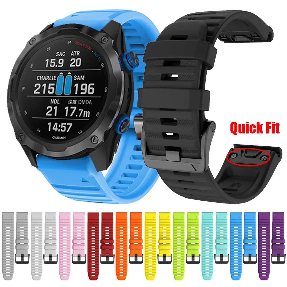 Ремешок силиконовый для наручных часов быстросъемный браслет Garmin спуска Mk2 Mk2i Mk1