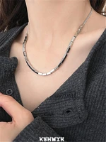titanium steel does not fade small square necklace women 2022 new high end cold wind clavicle chain choker