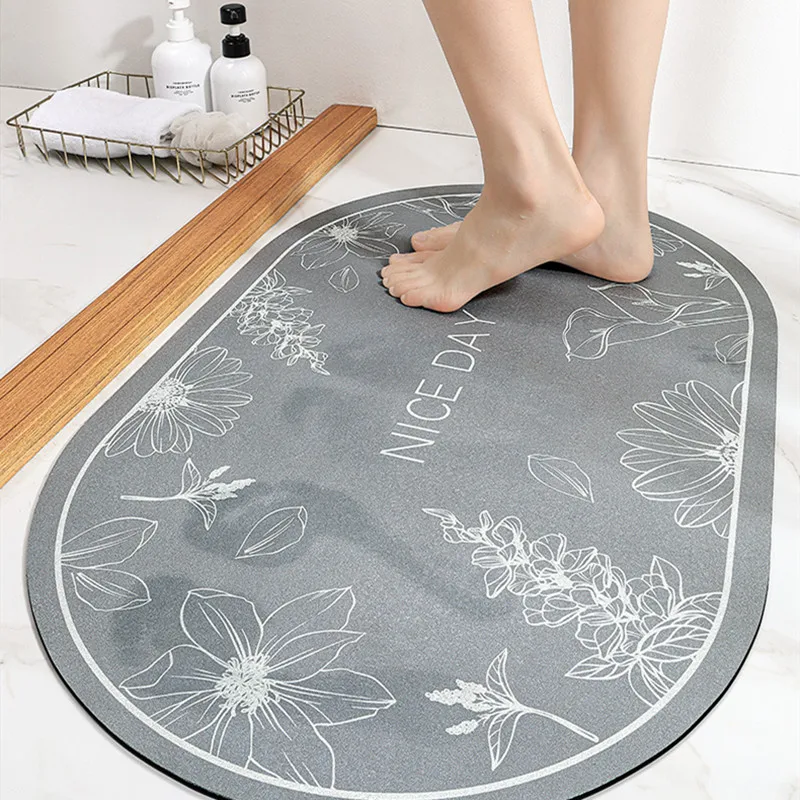 

Bathroom Doormats Nordic Ellipse Rubber Anti-slip Feet Floor Carpet Technology Fleece Rug Household Kitchen Washbasin Mats