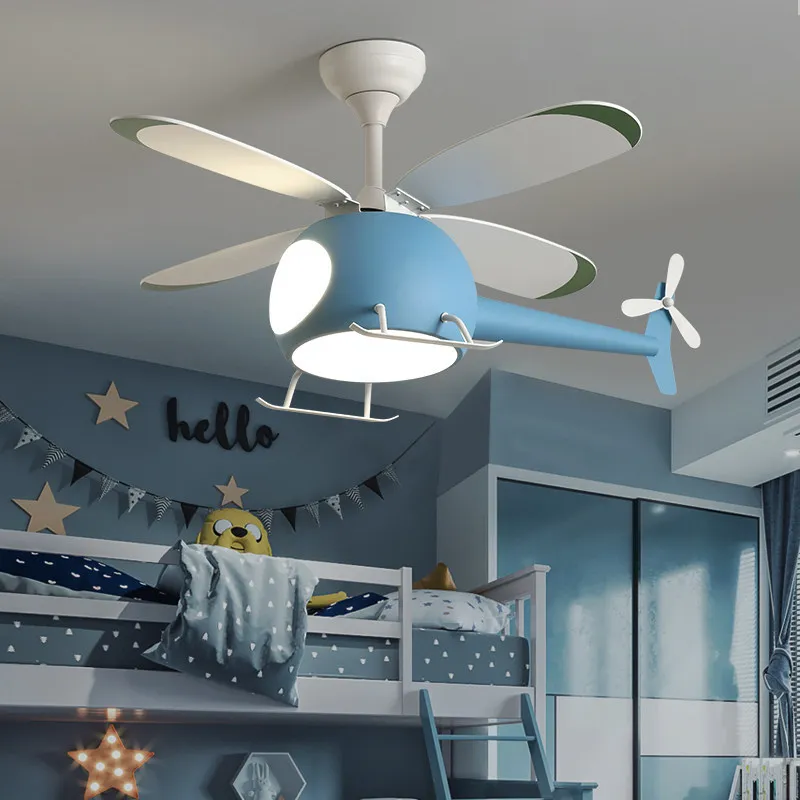 Lámpara de helicóptero para dormitorio de niños, luz de avión para estudio, habitación de niños y niñas, azul y rosa