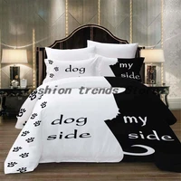 dream ns simple black white bedding set catdoghe and her couple bedclothes pillowcase customized home textiles bed set
