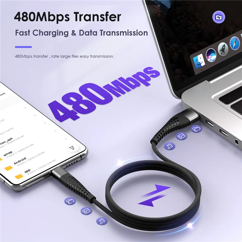 Кабель Super Fast 7A 100 Вт USB-C Для Huawei Mate 40 30 Xiaomi OnePlus Realme — Type-C Зарядки И Передачи Данных