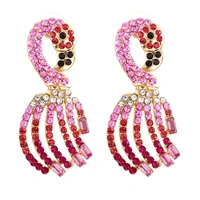 exaggerated personality rhinestone flamingo animal earrings jewelry dropshipping