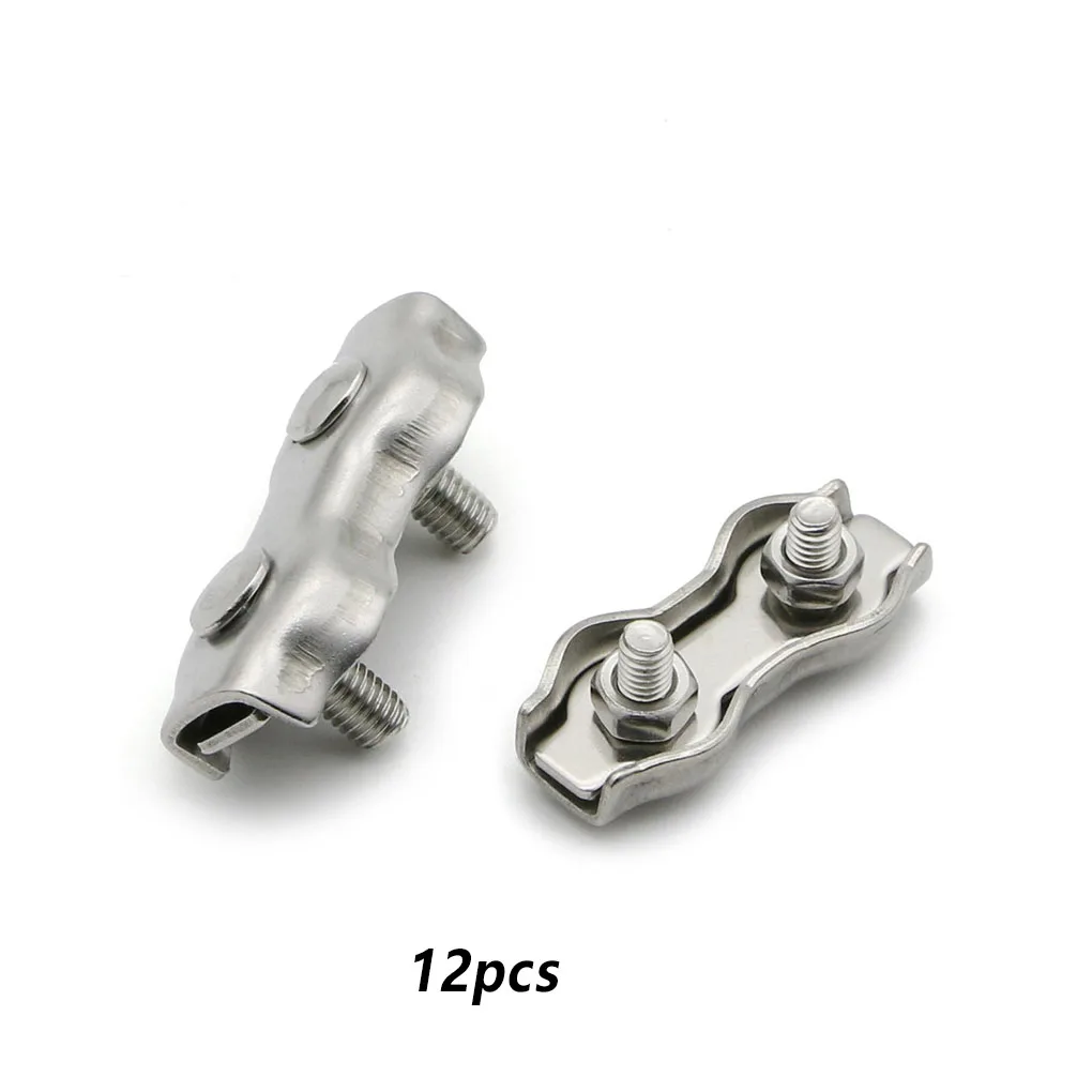 

12 Pcs M4 Stainless Steel Clip Wire Rope Clamp Hardware