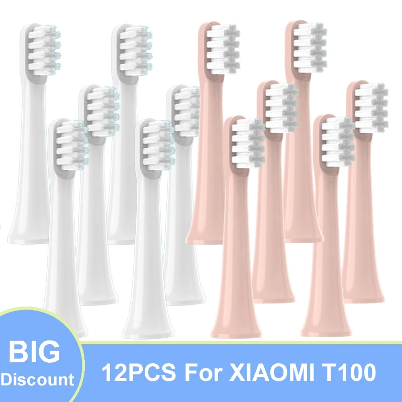 12 PCS for XIAOMI T100 Brush Heads Replacement Sonic Electric Toothbrush Soft DuPont Bristle Suitable Nozzles Vacuum Brush