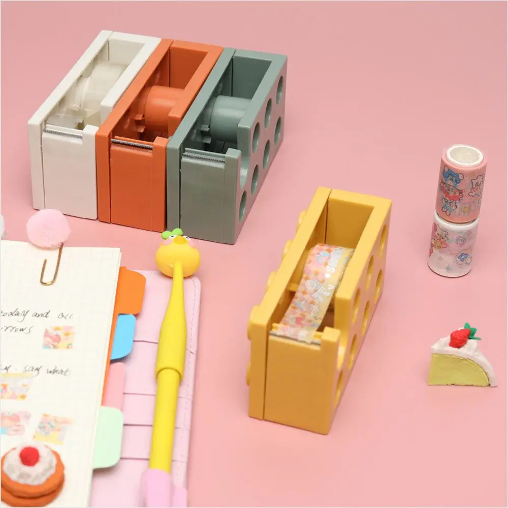 

Creative Dispenser Cutter Set Office Stationery Building Block Tape Sealing Machine Holder Tape Box DIY Packing Tools