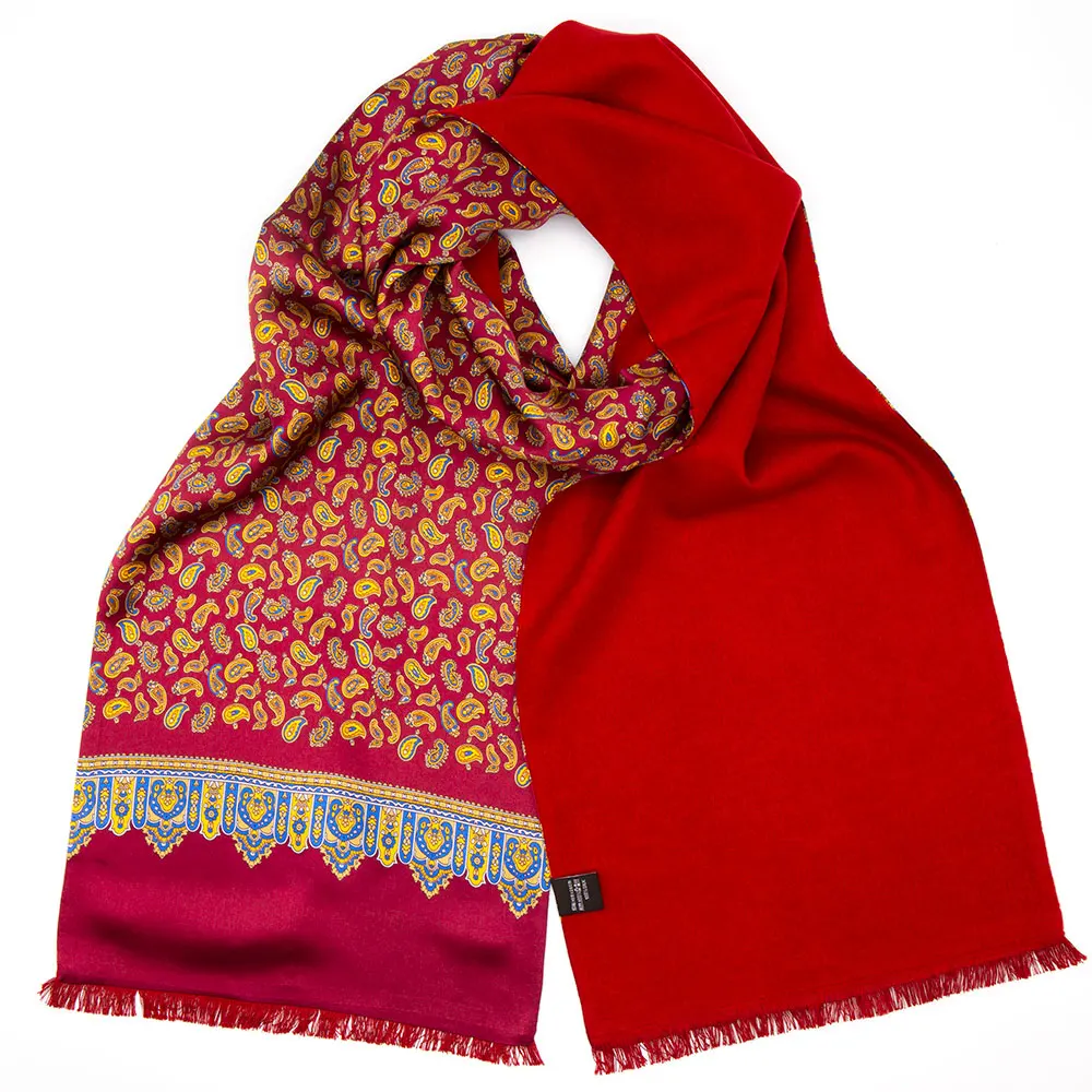 Мужской длинный шарф из 100% натурального шелка Зимний синий чистого с шерстяной