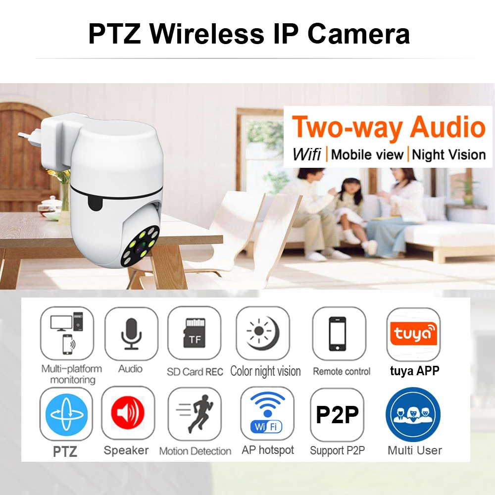HD Tuya PTZ IP камера беспроводная человеческая Автоматическая слежение Cctv охранное