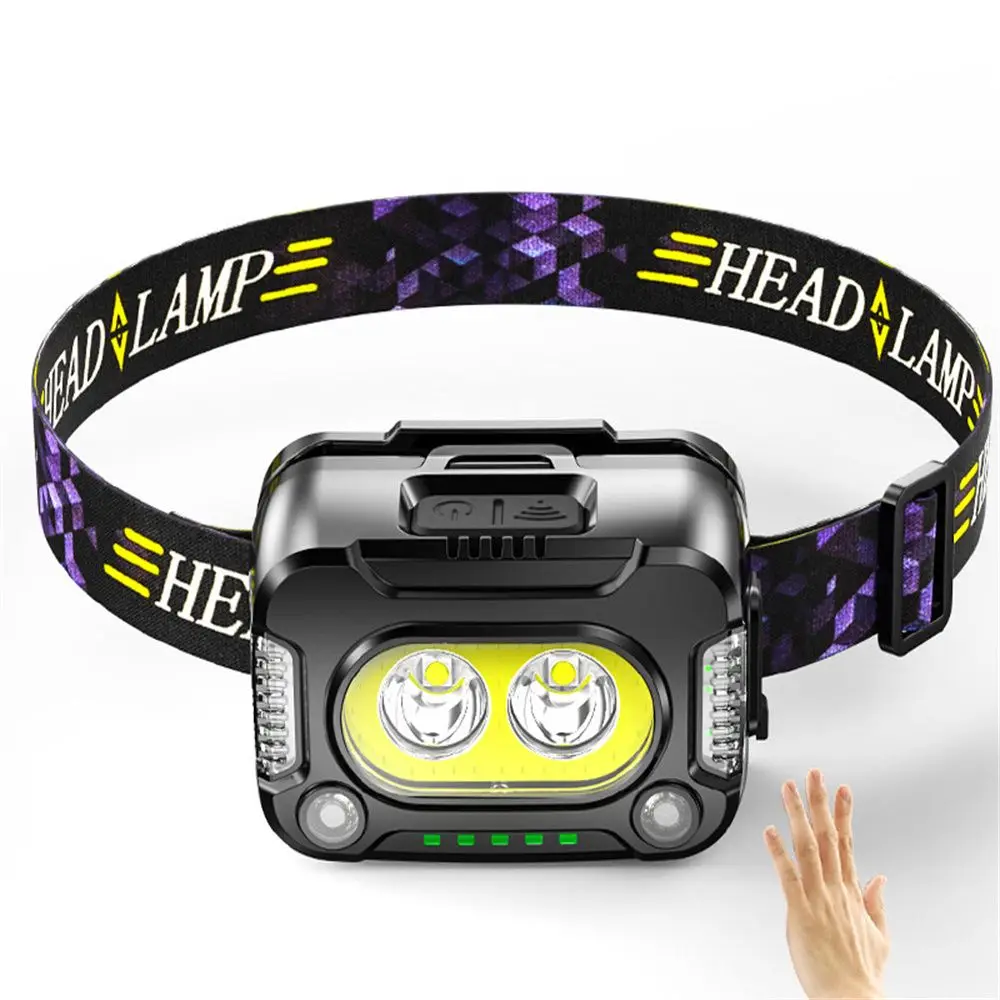 

Ultralight Super Bright Camping Flashlight USB Rechargeable Head Torch LED Headlamp COB Headlight Fishing Light