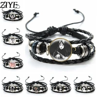 horror anime junji ito leather bracelet men women tomie movie figure glass cabochon multilayer braided punk bangle jewelry gifts