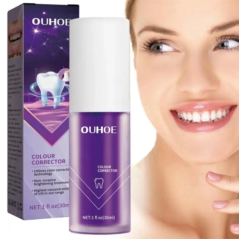 

Color Corrector Toothpaste Whitener Teeth Purple Non-invasive Freshen Breath Remove Smoke Stains Oral Hygiene Clean