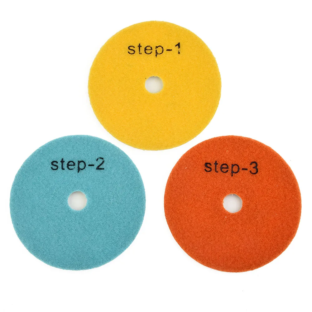 

3PCS 4 Inch 100mm Dry/Wet Polishing Pad Sharp Type Flexible Diamond 3 Step Polishing Pads For Granite Marble Stone Sanding Disc