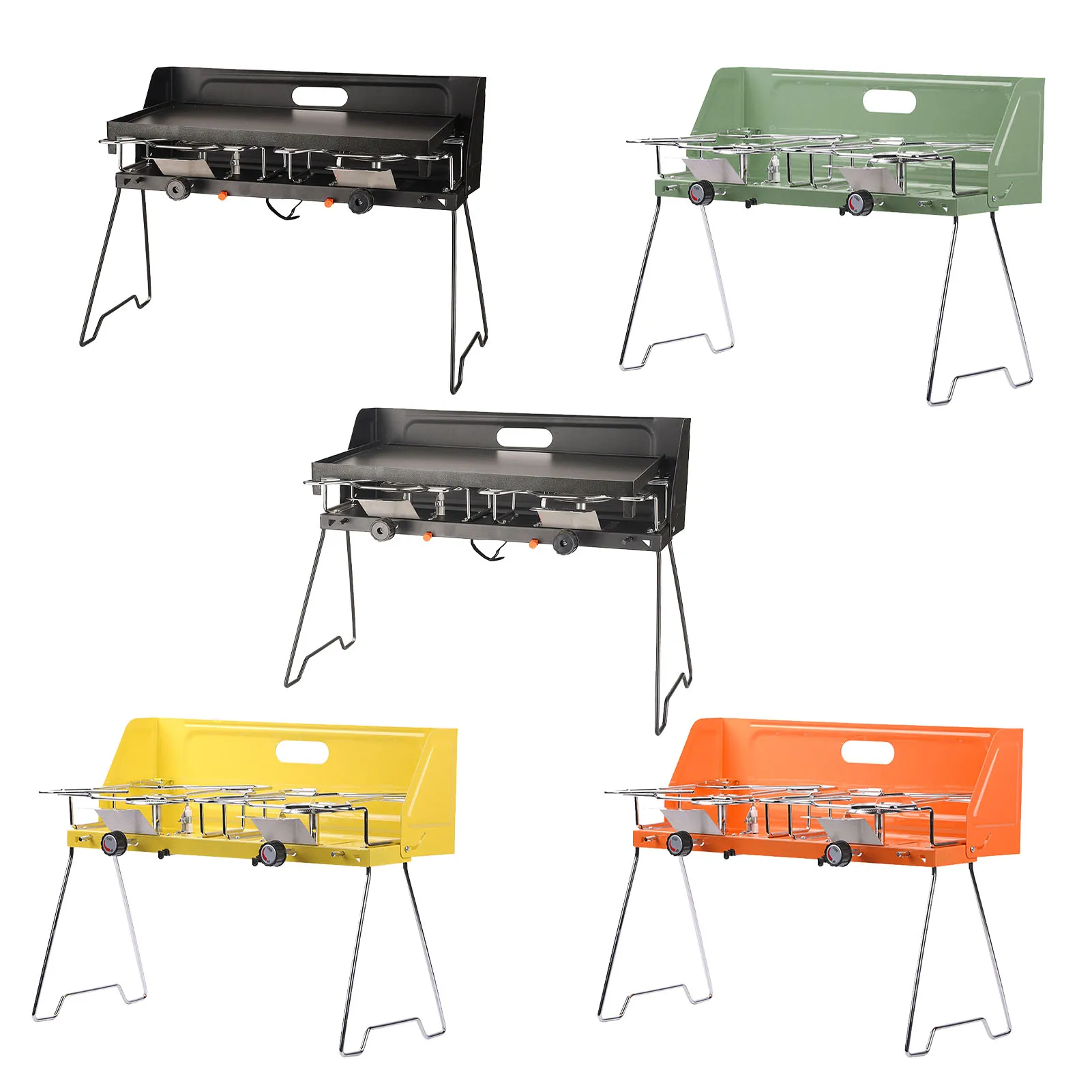 

Outdoor Camping Burner Portable 2-burner Camp Stove With Windscreen And Detachable Legs Stand For Camping Cookout Foldable 3