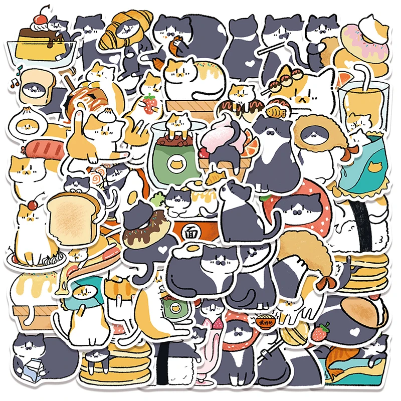

50Pcs Cartoon Cat Graffiti Sticker Car Motorcycle Guitar Suitcase Laptop Decal