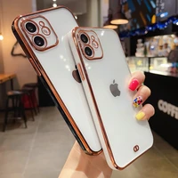 luxury shockproof transparent cover for iphone 13 12 11 pro max plating clear soft tpu frame case for x xr xs 7 8 plus se 2020