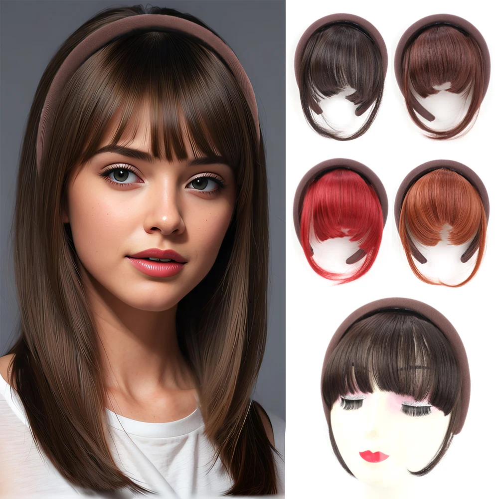 Повязка на голову челка синтетическая шиньон со съемной волшебной пастой