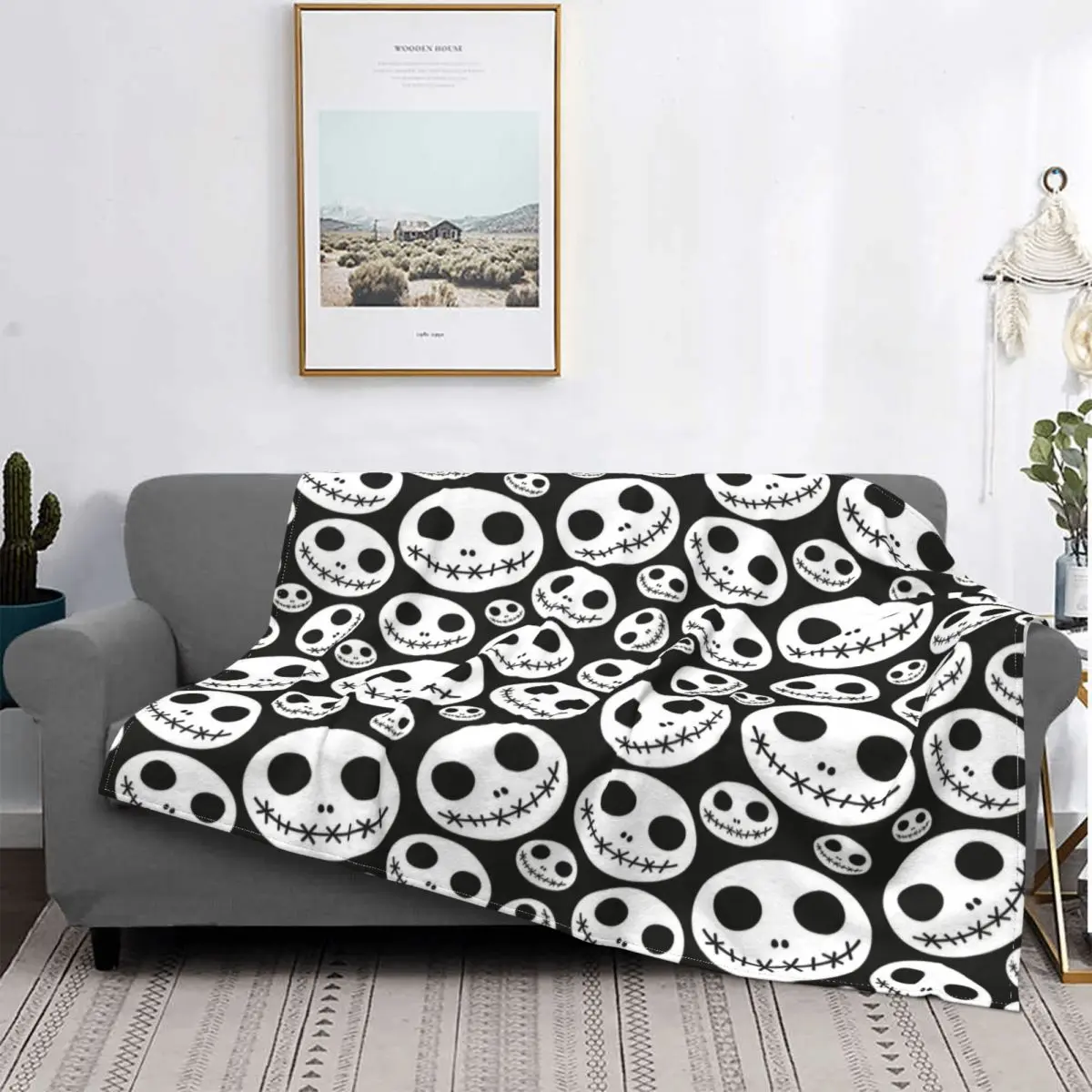 

Волшебное одеяло в виде черепа на Хэллоуин, флисовое осенне-зимнее многофункциональное мягкое одеяло для постельного белья, уличное плюшевое тонкое одеяло