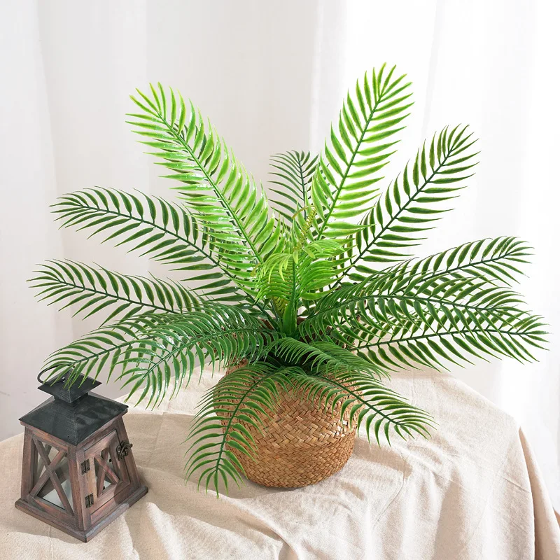 

Artificial Fern Grass Palm Bonsai Tree High Quality Shrub Flower Home Office Decor Green Persian Leaf Plastic Plant for Garden