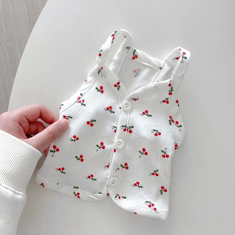 Korean Version of Cherry Puppy Suspenders Breathable Pet Vest Summer Fruit Clothes Teddy Cool Open Shirt Fashion Dog Clothes