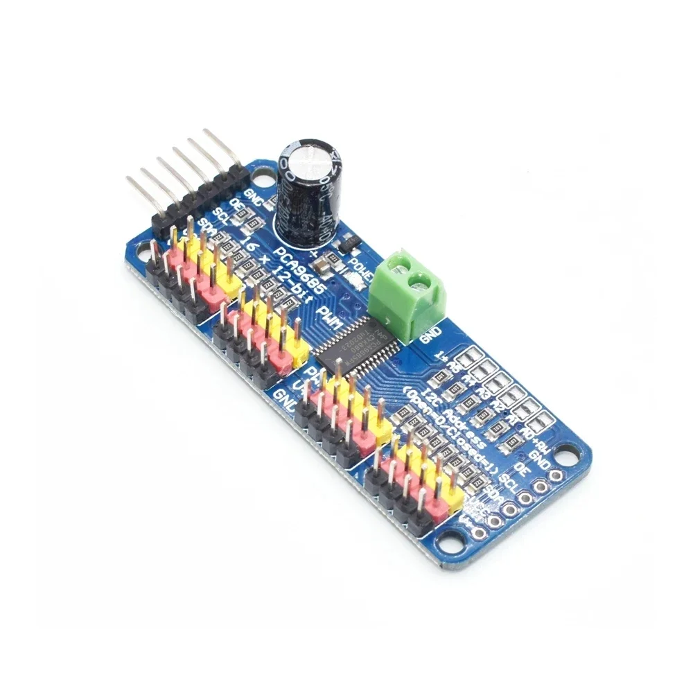 Фото PCA9685 16-канальный 12-битный сервопривод ШИМ-интерфейс I2C-для Arduino Raspberry Pi DIY Servo Shield Модуль сервошипника №4