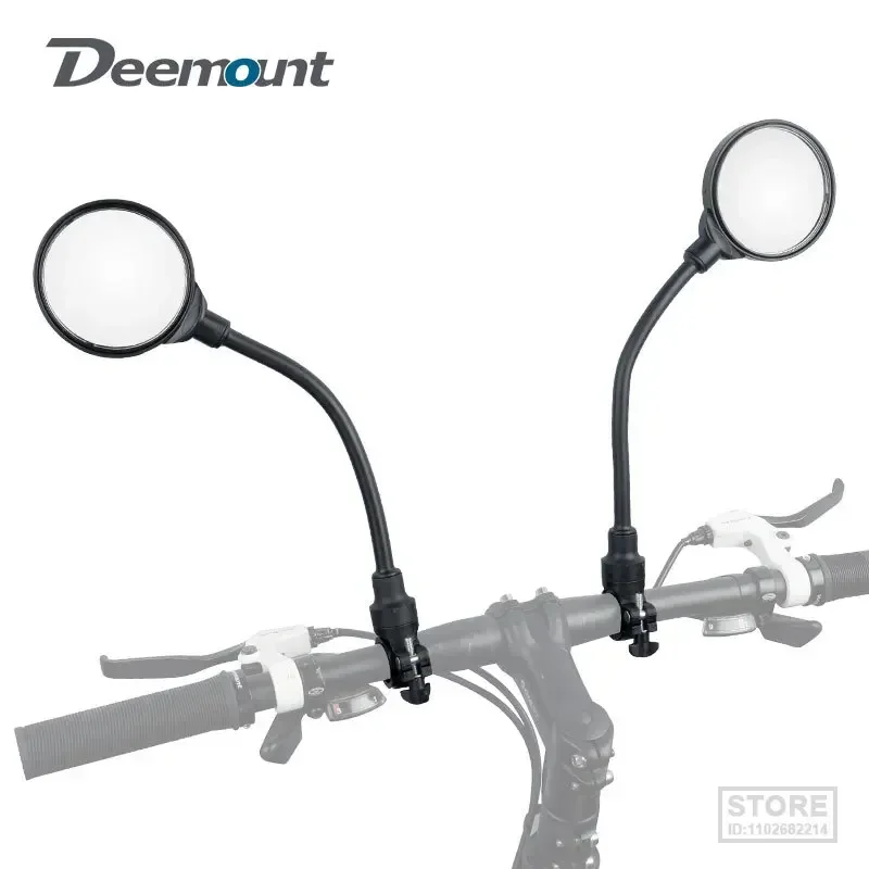 

Deemount Bicycle Rear View Mirror 80mm Round Convex Lens Adjustable Alloy Rod Clear Wide Range Back Sight Left Or Right Side Mou