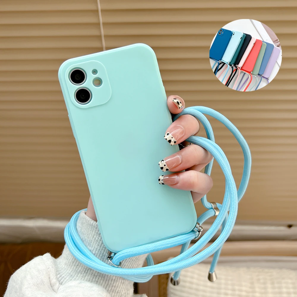 

Soft Silicone Necklace Phone Case For Huawei P30 P40 Lite P50 P20 Pro Mate 20 30 P Smart 2021 Lanyard Crossbody Cord Rope Cover