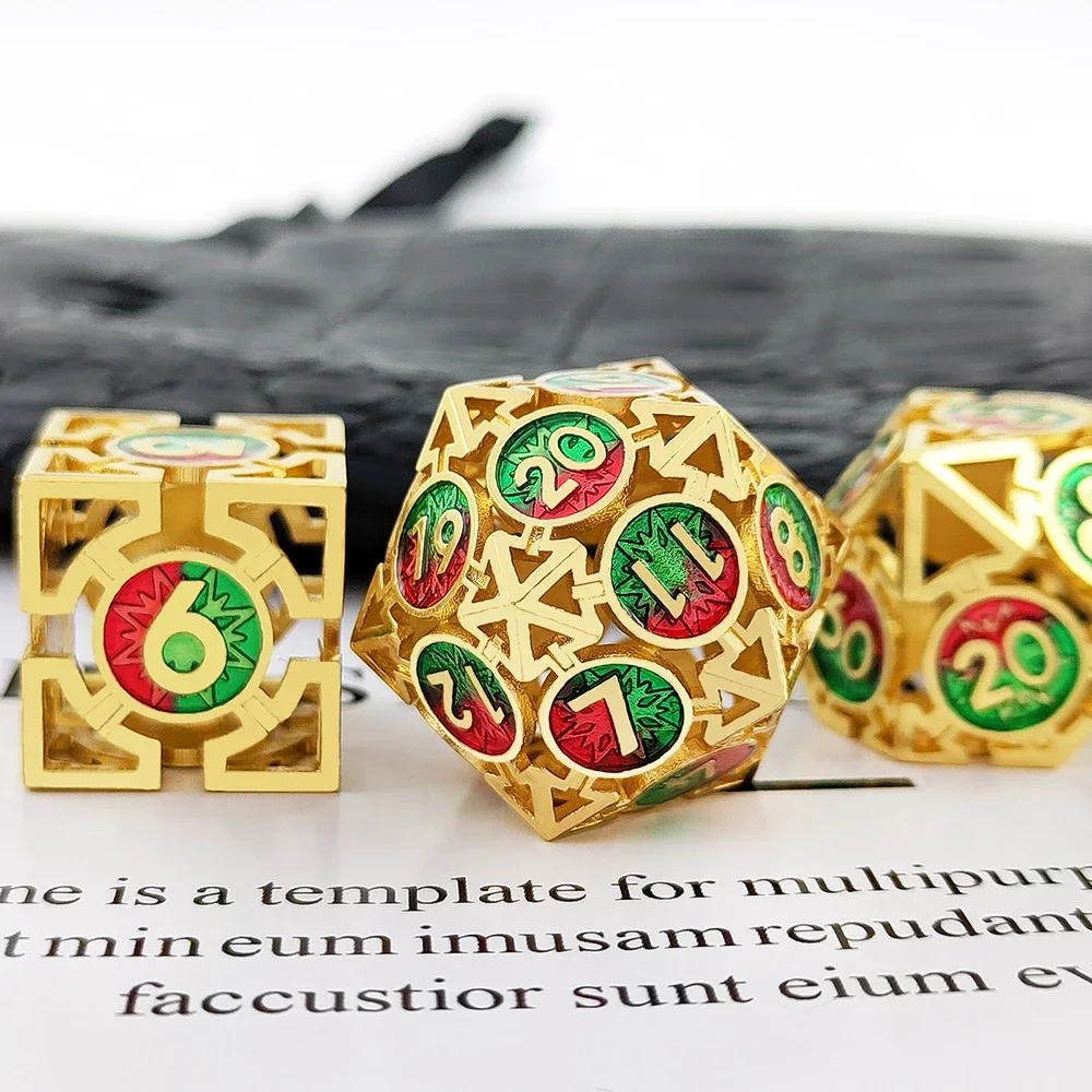 

DND Metal Hollow Copper Dice D and D D20 Dungeon and Dragon Table Role Playing Game Dice D+D D6 Polyhedral Dice RPG D&D7Pcs/ Set
