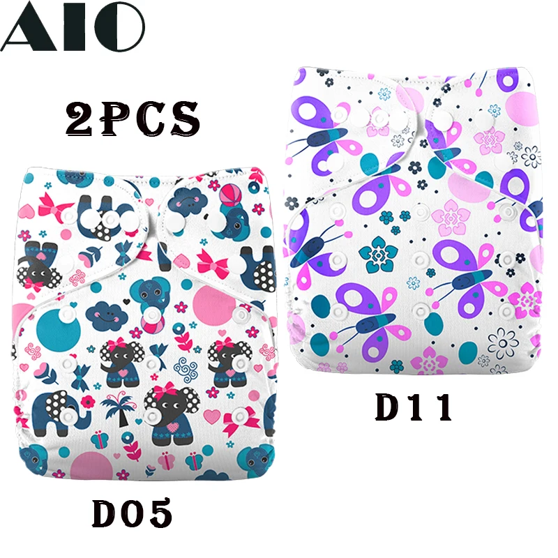 

[AIO] 2pcs/Set Prevent Leakage Training Pants Stay-dry Adjustable Cloth Diapers Eco-friendly Waterproof Pocket Nappies for babi