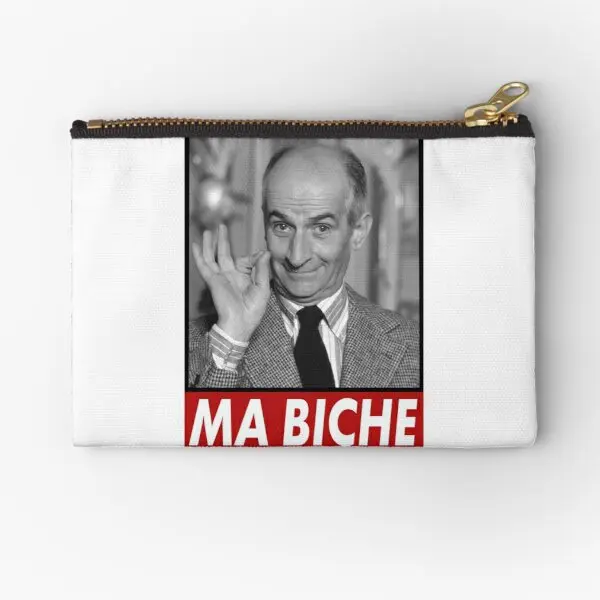 Louis De Funes Ma Biche Design  Zipper Pouches Cosmetic Bag Women Money Coin Storage Pocket Packaging Small Key Panties Men