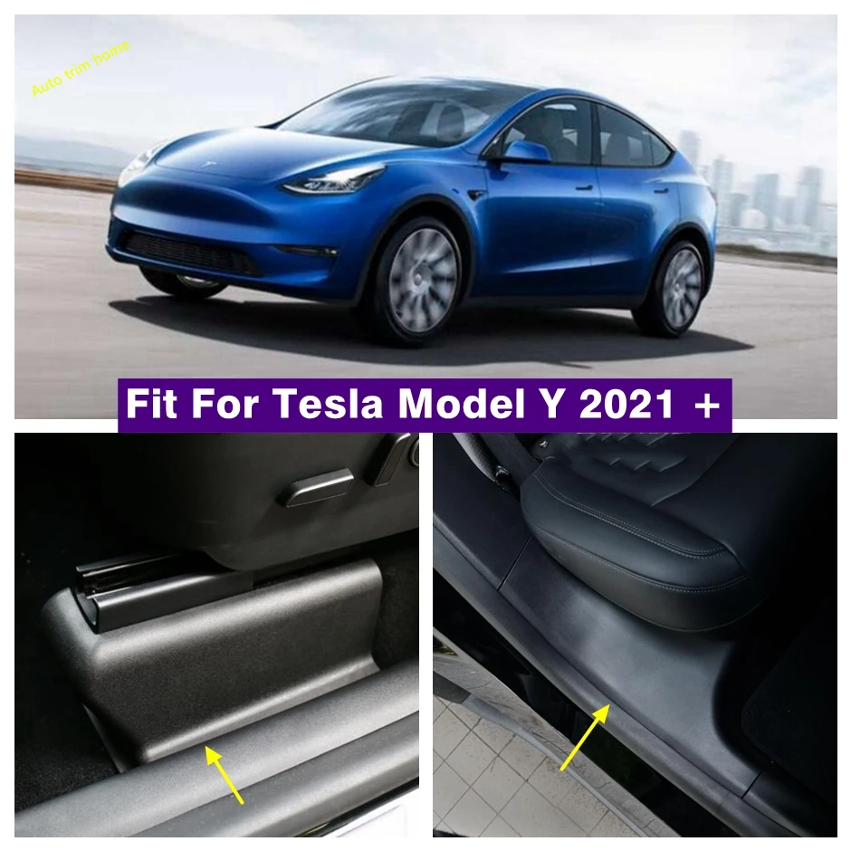 

Front Seat Bottom Leg Guards Wheel Anti-kick Rear Door Sill Plate Protect Cover For Tesla Model Y 2021 2022 Interior Accessories