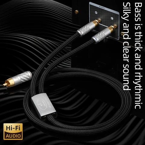 Аудиокабель ATAUDIO 6N OCC HiFi RCA на 2RCA для CD AMP Позолоченный разъем RCA штекер на 2RCA штекер Кабель-адаптер