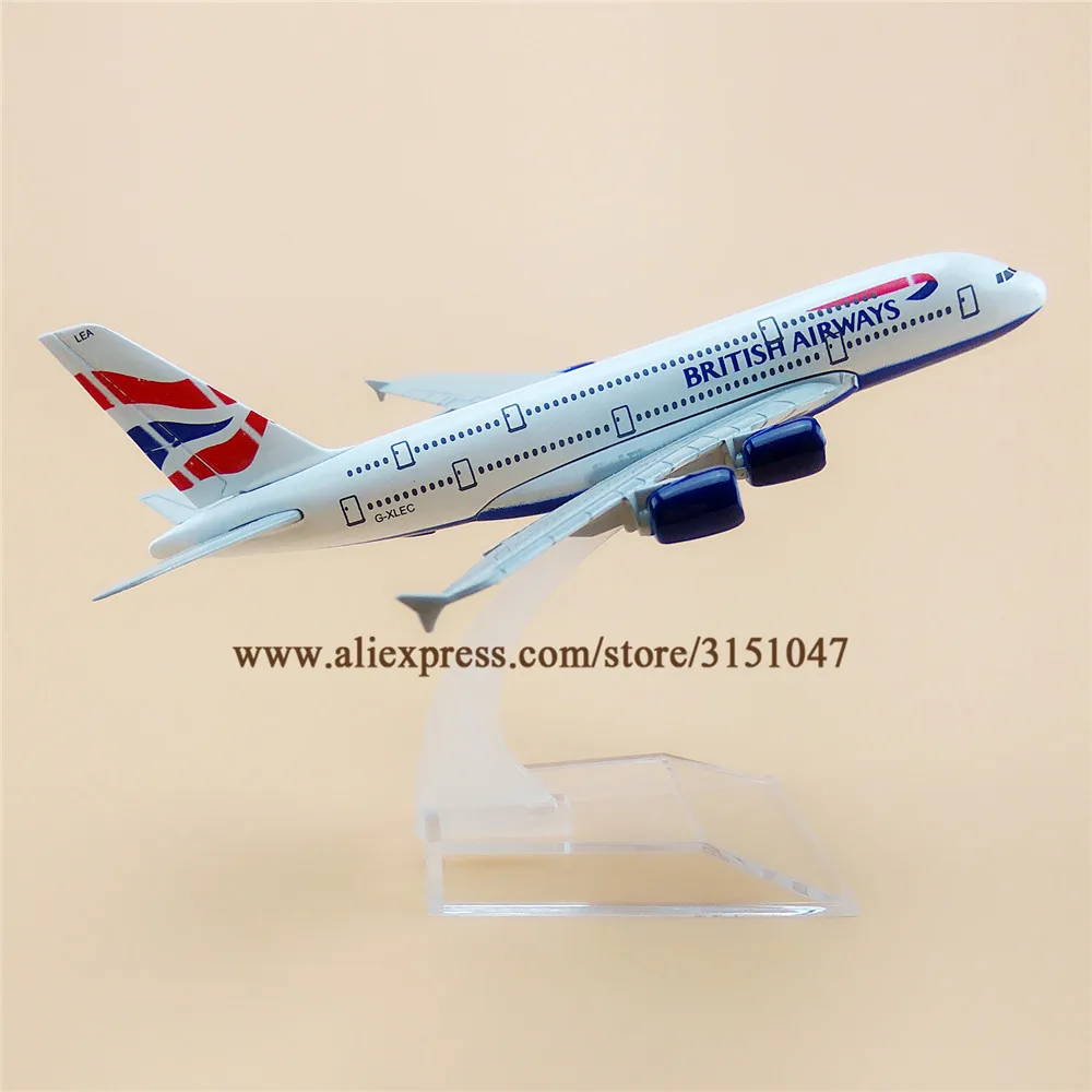 16 см Воздушный самолет British Airways Airbus 380 A380 Авиакомпания Модель самолета из сплава металла 1:400 Масштабная литая модель самолета для детей игрушки.