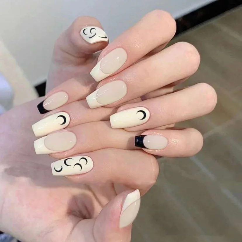 

24 шт., накладные ногти для французских балерин, простые накладные ногти, съемный гроб, полное покрытие, накладные ногти, накладные ногти