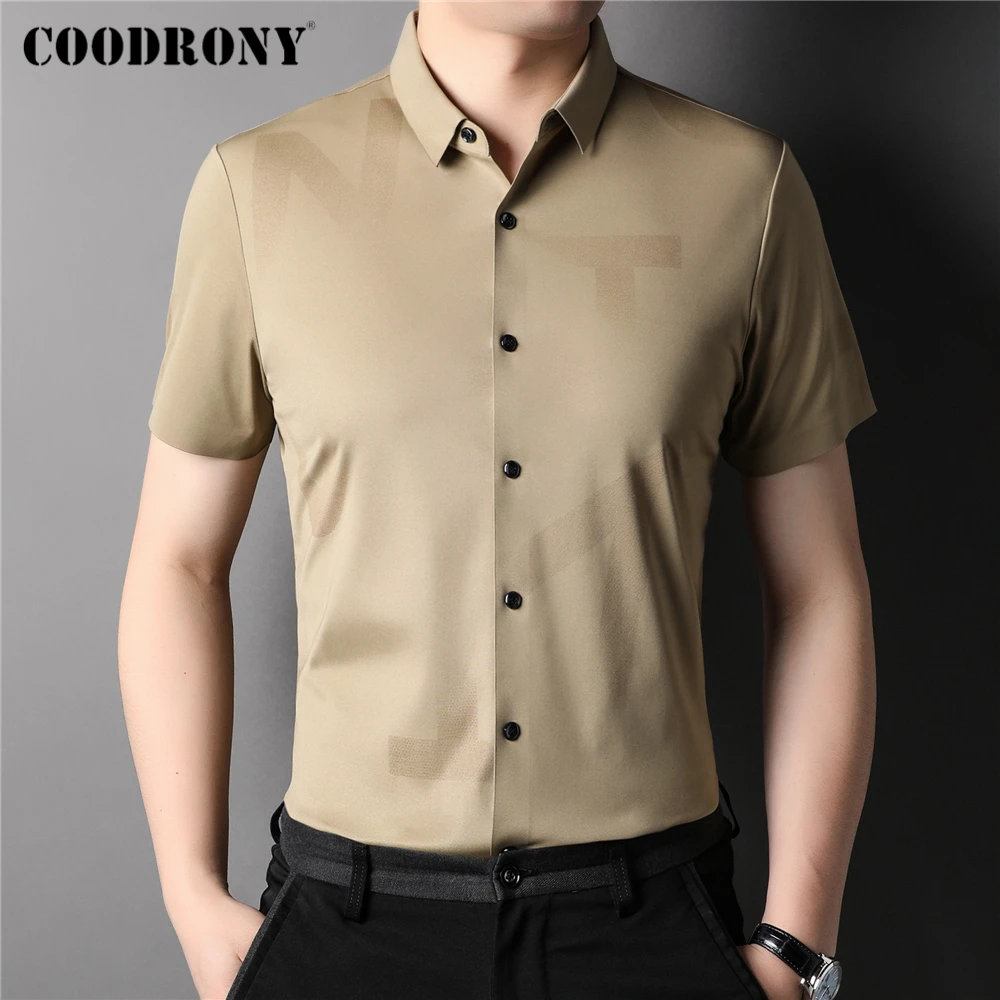

COODRONY Brand Summer Oversize Short Sleeve Shirt Homme New Arrival Classic Casual Turn-Down Collar Shirt Men Clothing Z6067S
