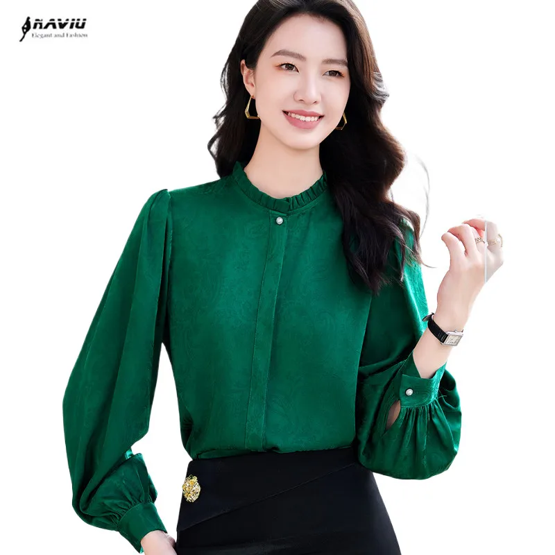 NAVIU новая мода красивая рубашка с цветочным принтом осень длинным рукавом