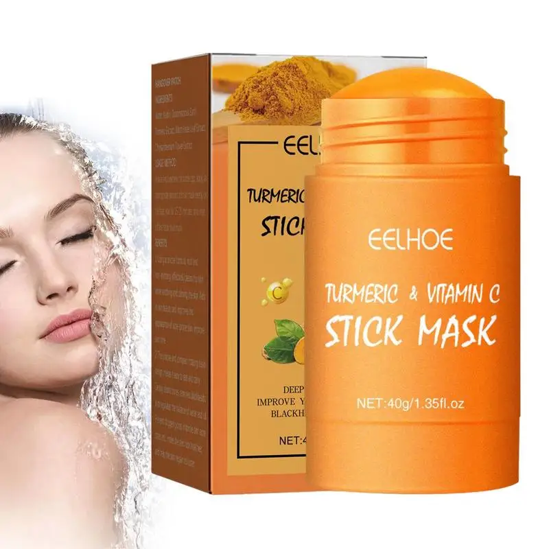 

Deep Cleansing 1.35 Oz Turmeric Clay Vitamin C Masque Purifying Clay Stick Masque Oil Control Blackhead Remover Skin Care