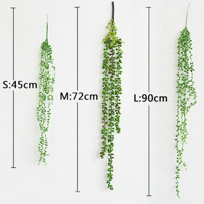 1Pcs Artificial Succulent Plants Fake Flowers Green Plastic Beads Lover Tear Rattan Fake Plants Home Wall Hanging Flowerpot Deco images - 6