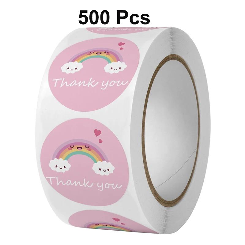 

500 шт., декоративные наклейки с сердечками и надписью «Thank You»