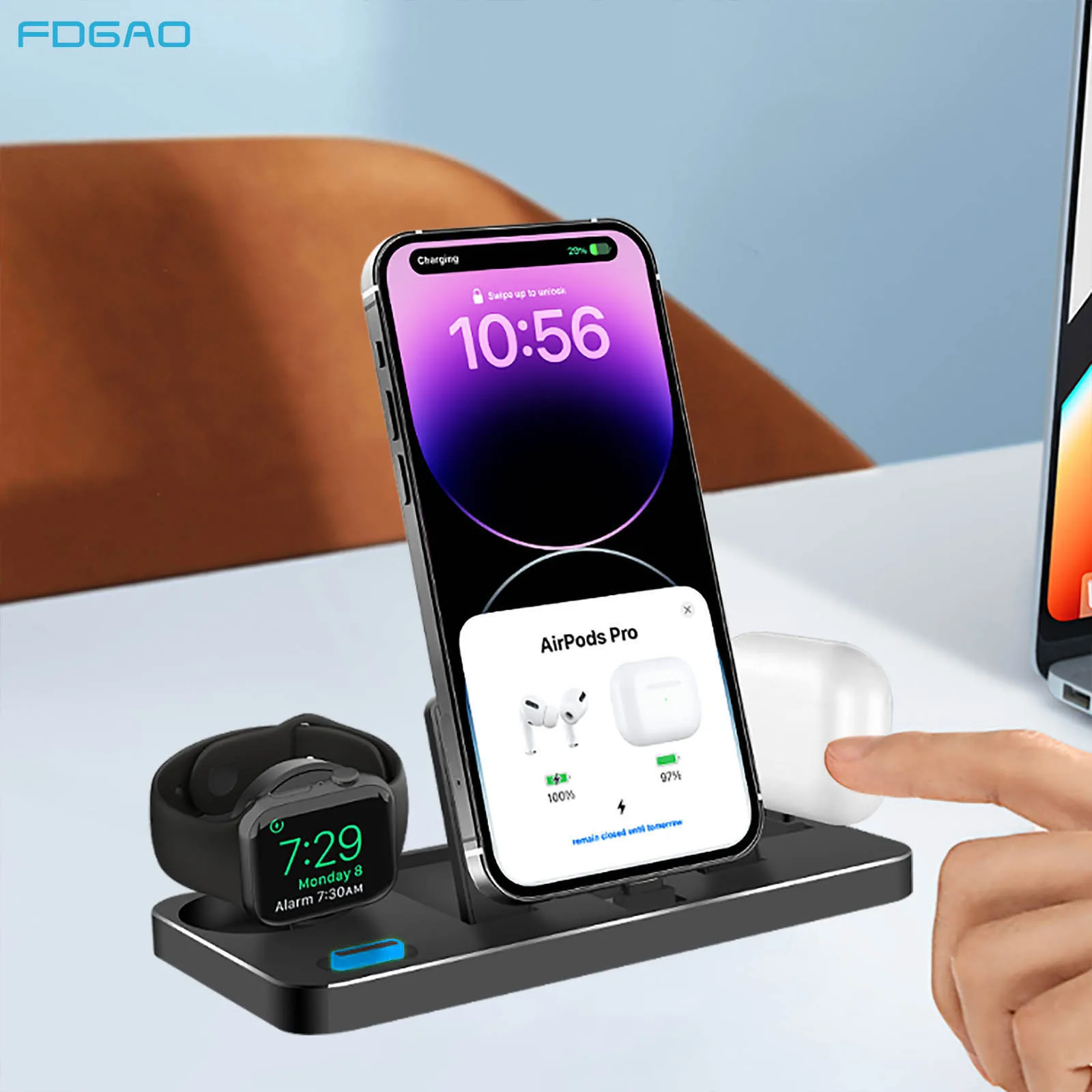 

Беспроводное зарядное устройство 3 в 1 для iPhone 14, 13, 12, 11 Pro, XS, XR, X, 8