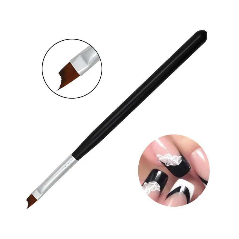 

Ручка для ногтей HEALLOR, полуручка для французского маникюра, чёрная, скошенная, 8 #, полумесяц, кисть для росписи ногтей с лепестками