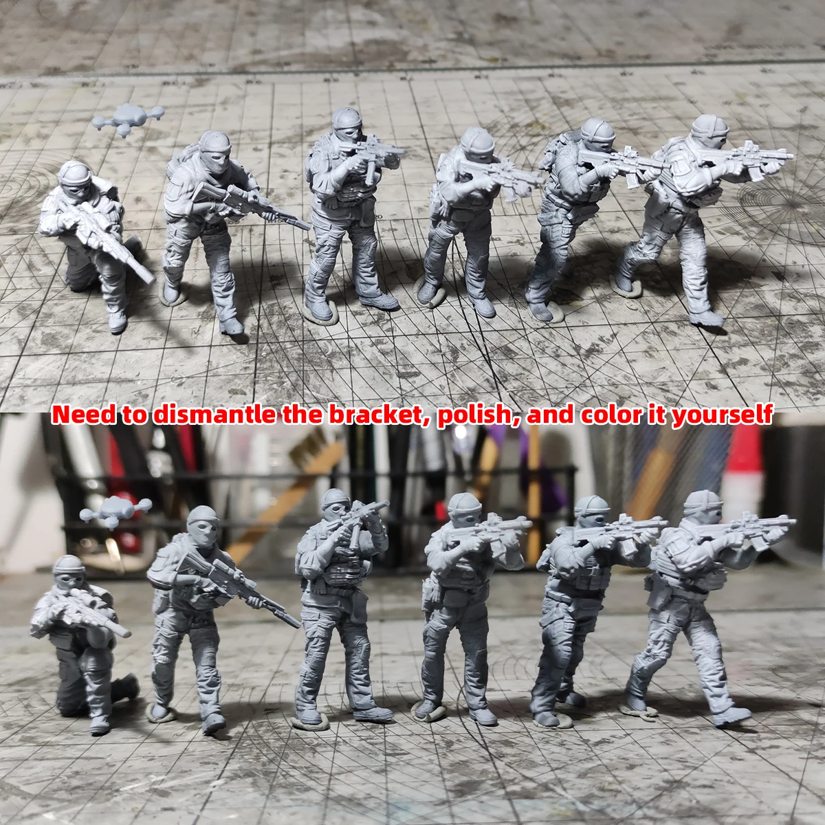 Фото Миниатюрные модели солдат 1/35, 1/48, 1/72 для диорам, неокрашенные смоляные фигурки российских спецназовцев, военные мини-фигурки №5