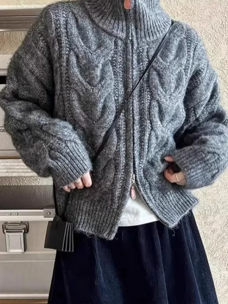 Высококачественный дизайн кардиган с двойной молнией верхняя одежда женский