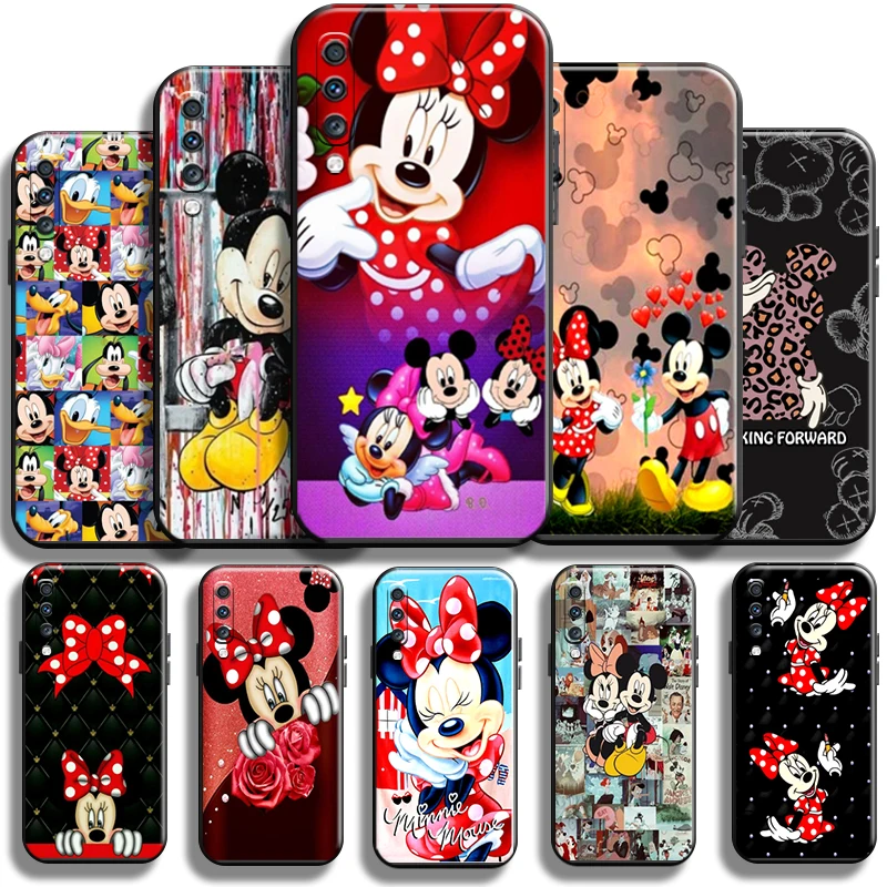 

Cartoon Disney Mickey Mouse For Samsung Galaxy A70 Phone Case Back Carcasa Full Protection Cover TPU Black Liquid Silicon Soft