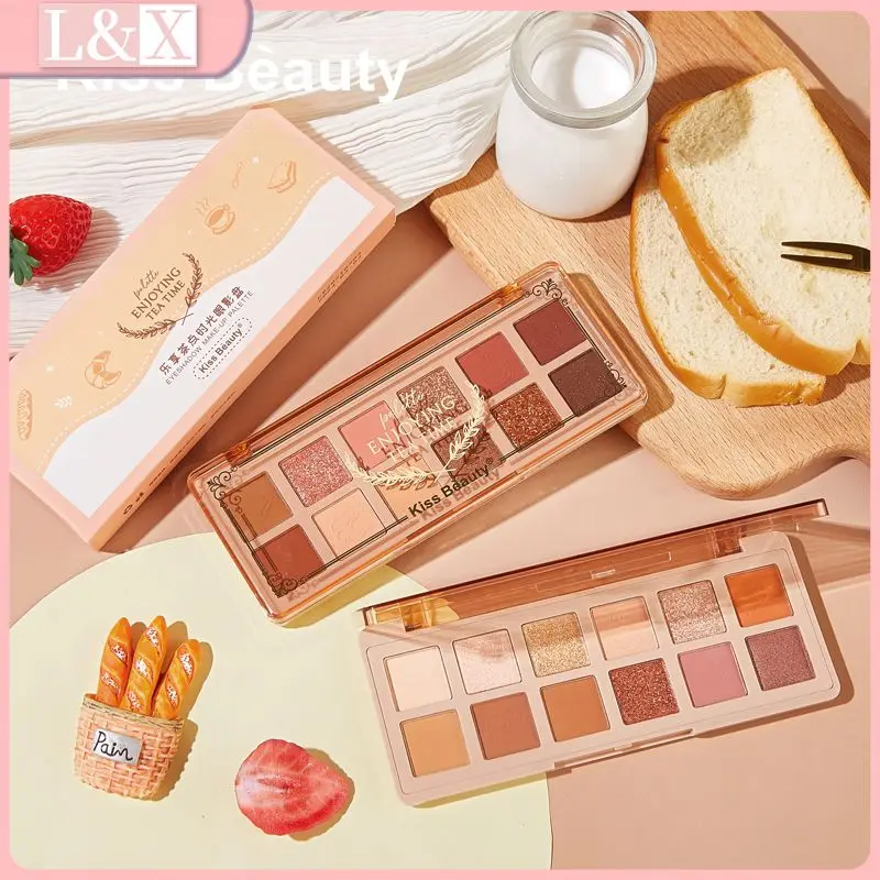 

Палетка теней для век, 12 цветов, мерцающие Блестящие Блестки, нежные акриловые тени для век, Палетка натуральных оттенков, тени для век, маки...