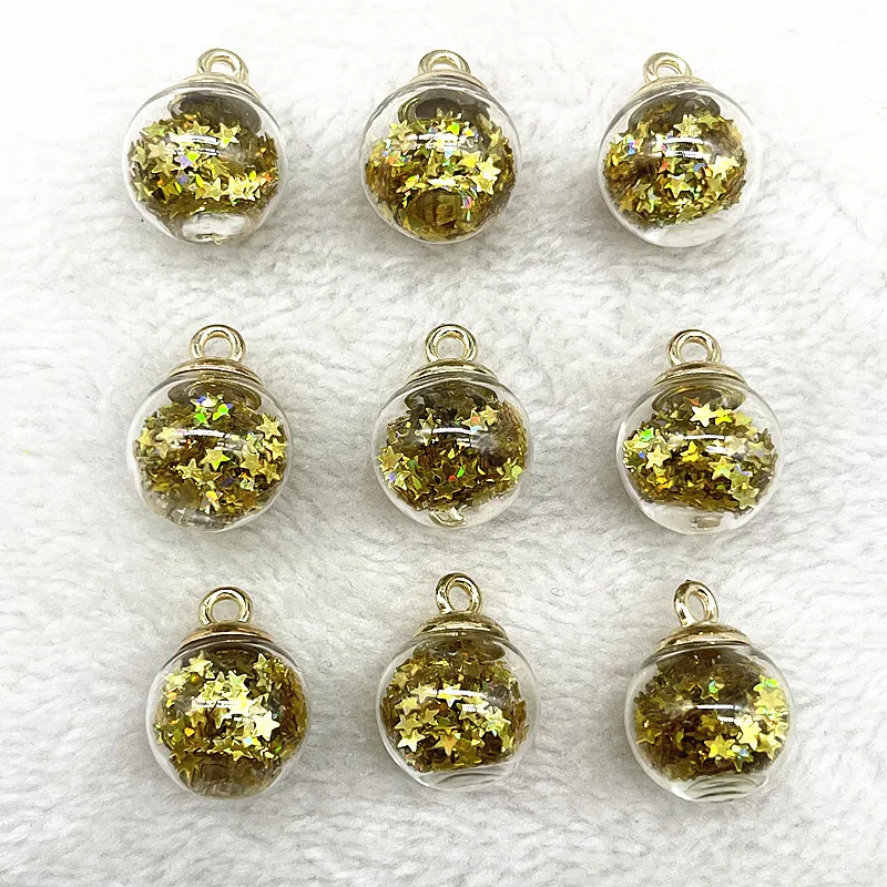 10pcs 16mm Colorful Transparent Ball Glass Star Charms Pendant Find Hair Accessories Jewelry Charms Earring images - 6