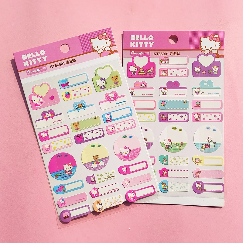 

Hello kitty Name Sticker Cute Cartoon Label Sticker Handwritten blank labeling