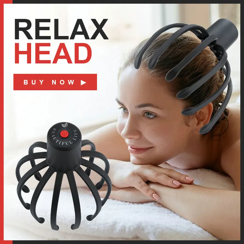 

Scalp Massager Neck Massage Octopus Scalp Stress Relax Spa Relieve Pressure Pain Relief Body Head Massage Beauty Instrument