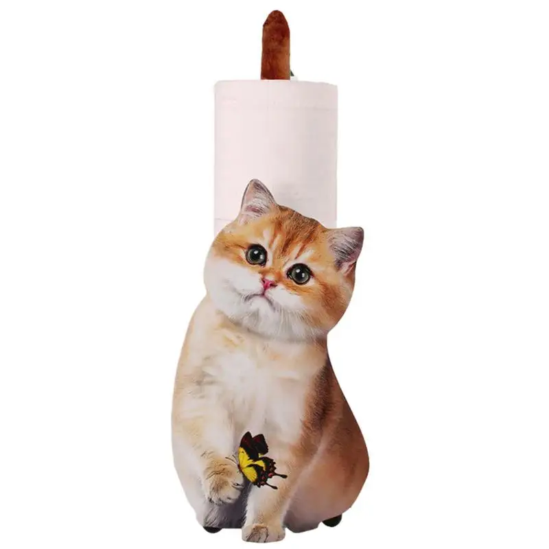 

Dog Paper Towel Holder Bathroom Cat Iron Toilet Paper Stand Cute Space Saving Paper Towel Rack For Bathroom Tabletop Decoration