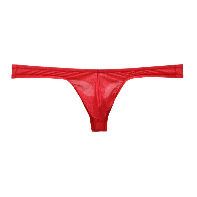 5PCS Men's Sexy Thongs Underwear See-through Ice Silk Thong G-string Mesh Stretchy Seamless Transparent Ultra-Thin Underpants